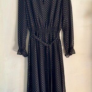 GAP NWOT Midi Black and Gold Sheer Dress size L